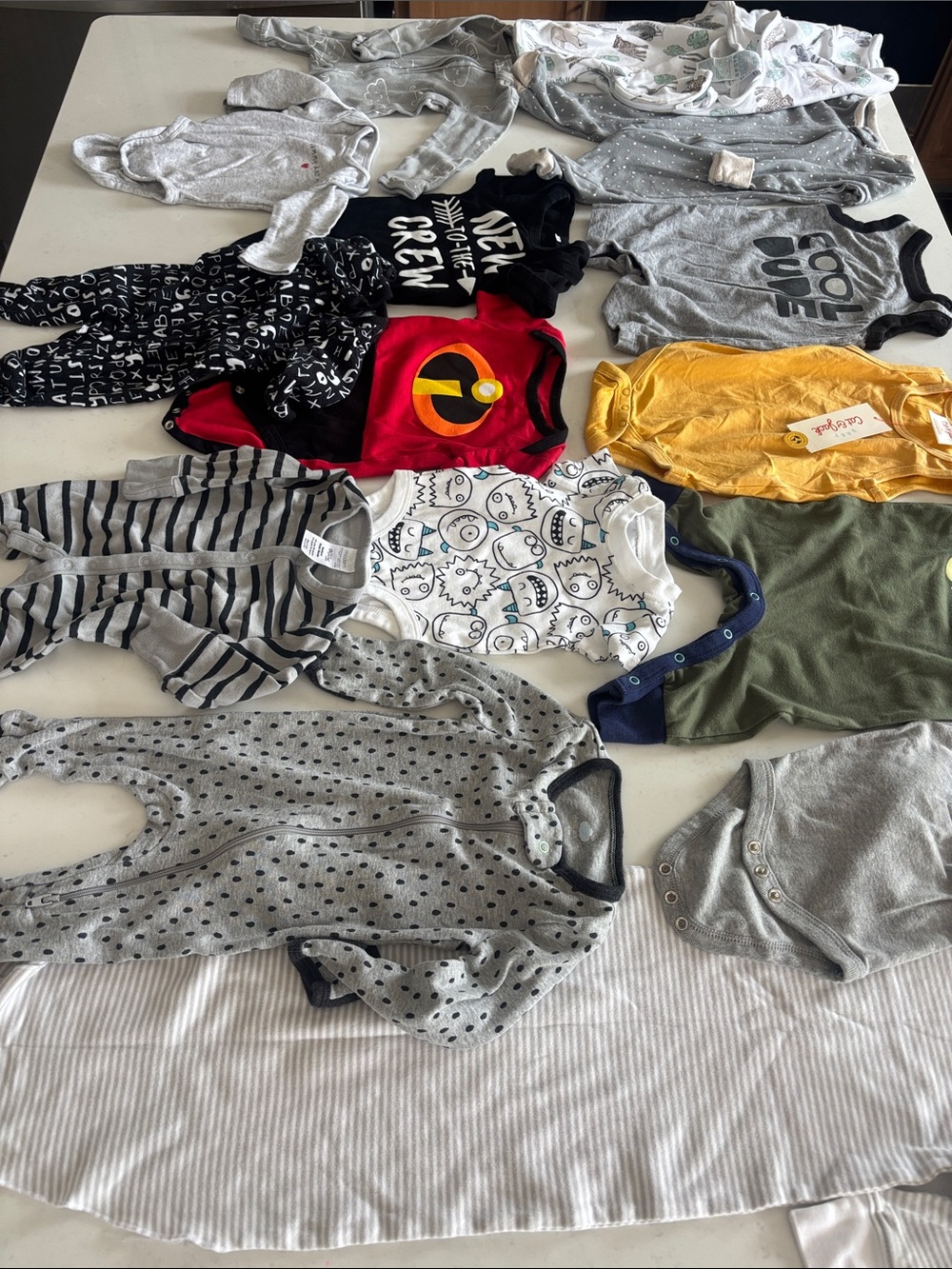 Mixed Baby Onesie & Sleepwear Bundle - Neutral, Yellow, Red newborn